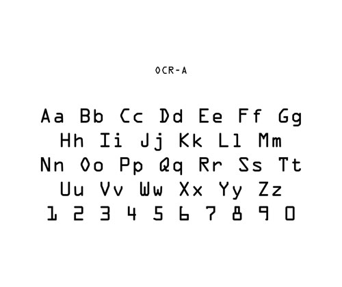 OCR-A font specimen